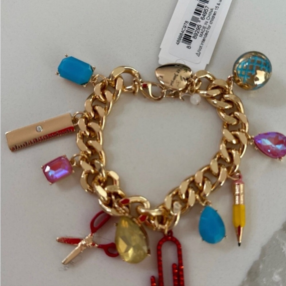 -Betsey Johnson School Charm Statement Bracelet